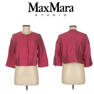 RARE NWT $795 MAX MARA Iridescent 100% Silk Mino Blazer Women US 8 Dusty Red